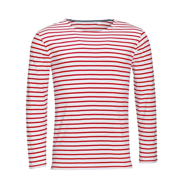 Sol's T-Shirt à Rayures à Manches Longues Marine pour Hommes