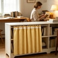 thumbnail image 7 of Feledorashia Cabinet Curtain, Short Cupboard Cover, Decorative Privacy Panel for Open Shelving Kitchen Cabinet Utility Nook and Storage Area, Soft Fabric Panel with Gathered Top Edge and Hooks, 7 of 7