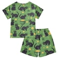 thumbnail image 2 of Lucky Black Cat Pattern Summer Pajama Set Soft Cotton Short Sleeve Sleepwear 2PCS Pajama Sets Breathable Lounge Set Size 5Y, 2 of 7