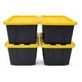 thumbnail image 2 of TOUGH BOX 27 Gal Stackable Storage Totes w/ Lids, Black and Yellow (4 pack), 2 of 5