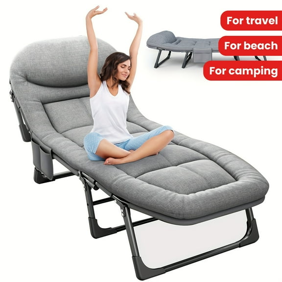 550 Lbs Weight Capacity Adjustable Folding Deck Chair Patio Party Resting Camping Bed, 180 Cm, Easy To Carry, Perfect For Adults, Travel, Beach And Camping Adventures