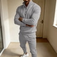 thumbnail image 6 of LEKWK Tracksuit Men 2 Piece Outfit Quarter Zip Mock Neck Sweatshirt and Jogger Sweatpants Athletic Fall Winter Gym Sweatsuits Matching Sets, 6 of 6