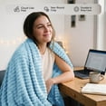 thumbnail image 3 of Utopia Bedding Fluffy Striped Fleece Blanket Washed Blue Throw, 50x60 Inch Warm, Lightweight, Ribbed, Soft, Cozy, Bed, Sofa, Chair, Home Decor, Gift, 3 of 5