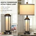 thumbnail image 6 of Farmhouse Table Lamp, 27" Vintage Rustic Retro Beside Lamp with USB A+C Charging Ports & AC Outlet, Industrial Modern Lamp with Glass LED Night Light for Living Room Bedrooms Nightstand 1 Pack, 6 of 11