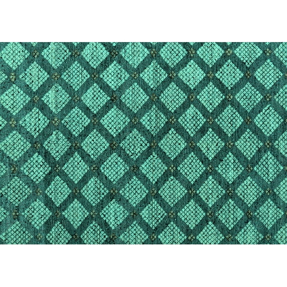 Ahgly Company Machine Washable Indoor Rectangle Abstract Turquoise Blue Modern Area Rugs, 2' x 4'