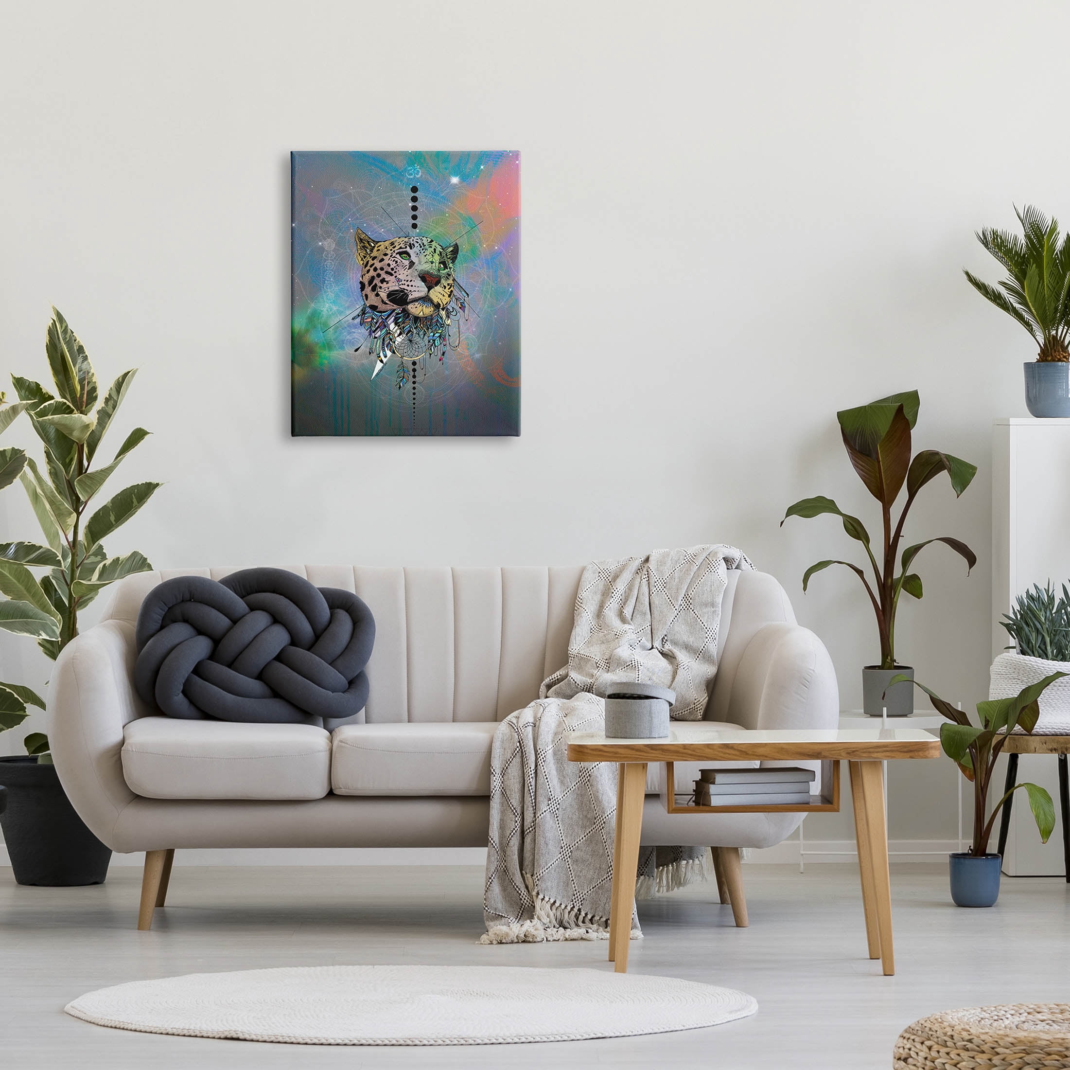Stupell Industries Fractal Dreamcatcher Jaguar Graphic Art Gallery Wrapped Canvas Print Wall Art, Design by Karin Roberts