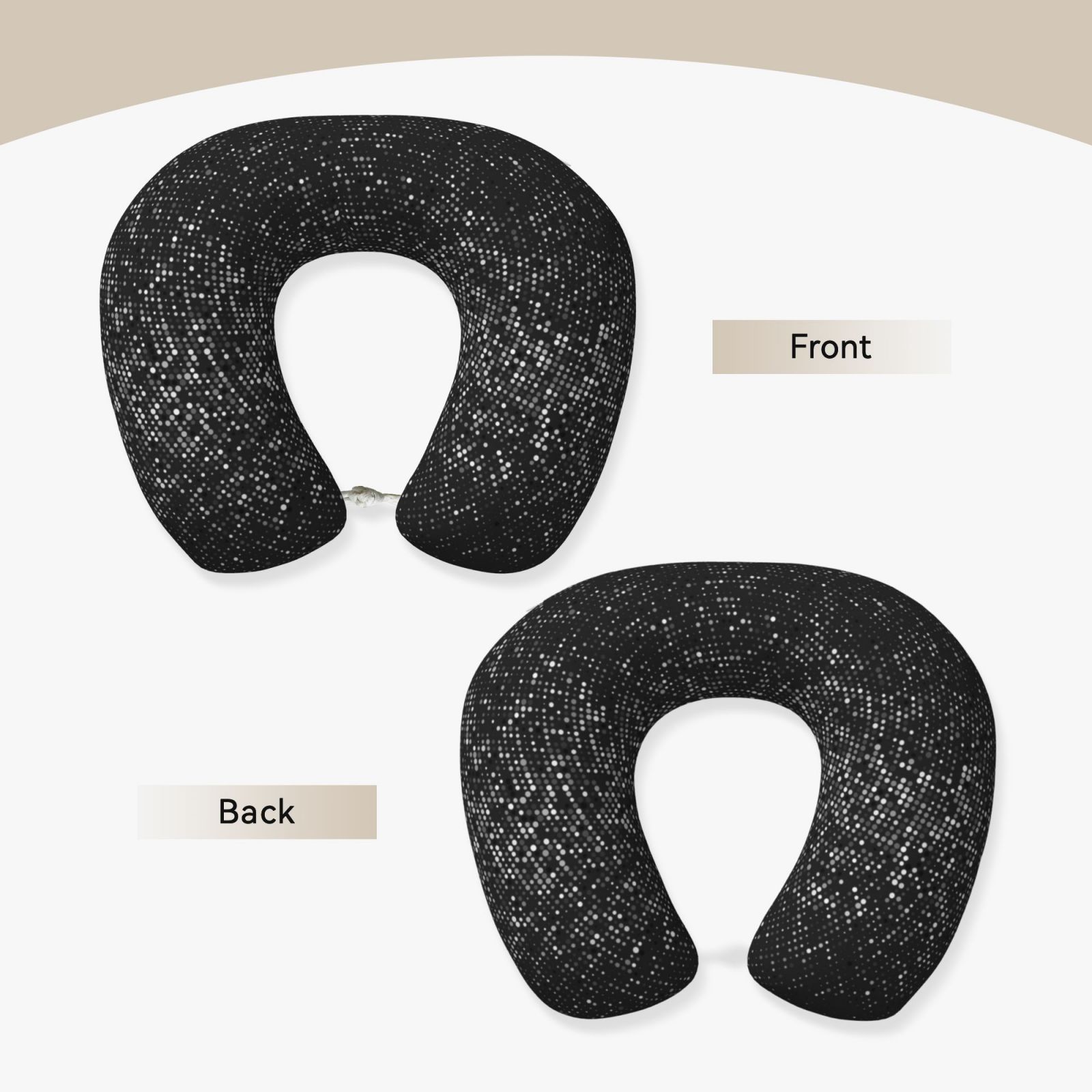 Xecao Black And White Dotted Print Memory Foam Cervical Neck Pillow Versatile U-Shaped Pillows for Home,Office,Camping,Travelling,Soft Washable Cover