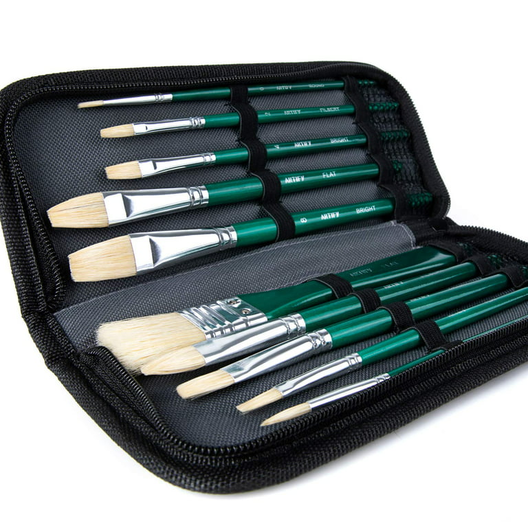 Artist Paint Brush Set Paint Brush Kit 15 Pieces Paint Brush Set Art Includes Carrying Case with Palette Knife and 1 Sponges for Acrylic, Oil