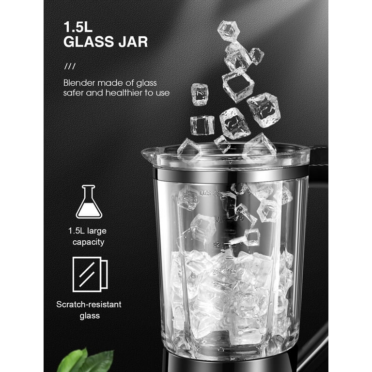 Quiet Smoothie Blender with 50 Oz Glass Jar,Professional Kitchen Blender  for Sha