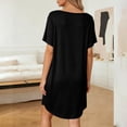 thumbnail image 4 of YgkuHd Cotton Nightgowns for Women Womens Solid Color Lace V Neck No Sleeved Loose Casual Mid Calf Nightgown Casual Print Sleepdress, 4 of 8