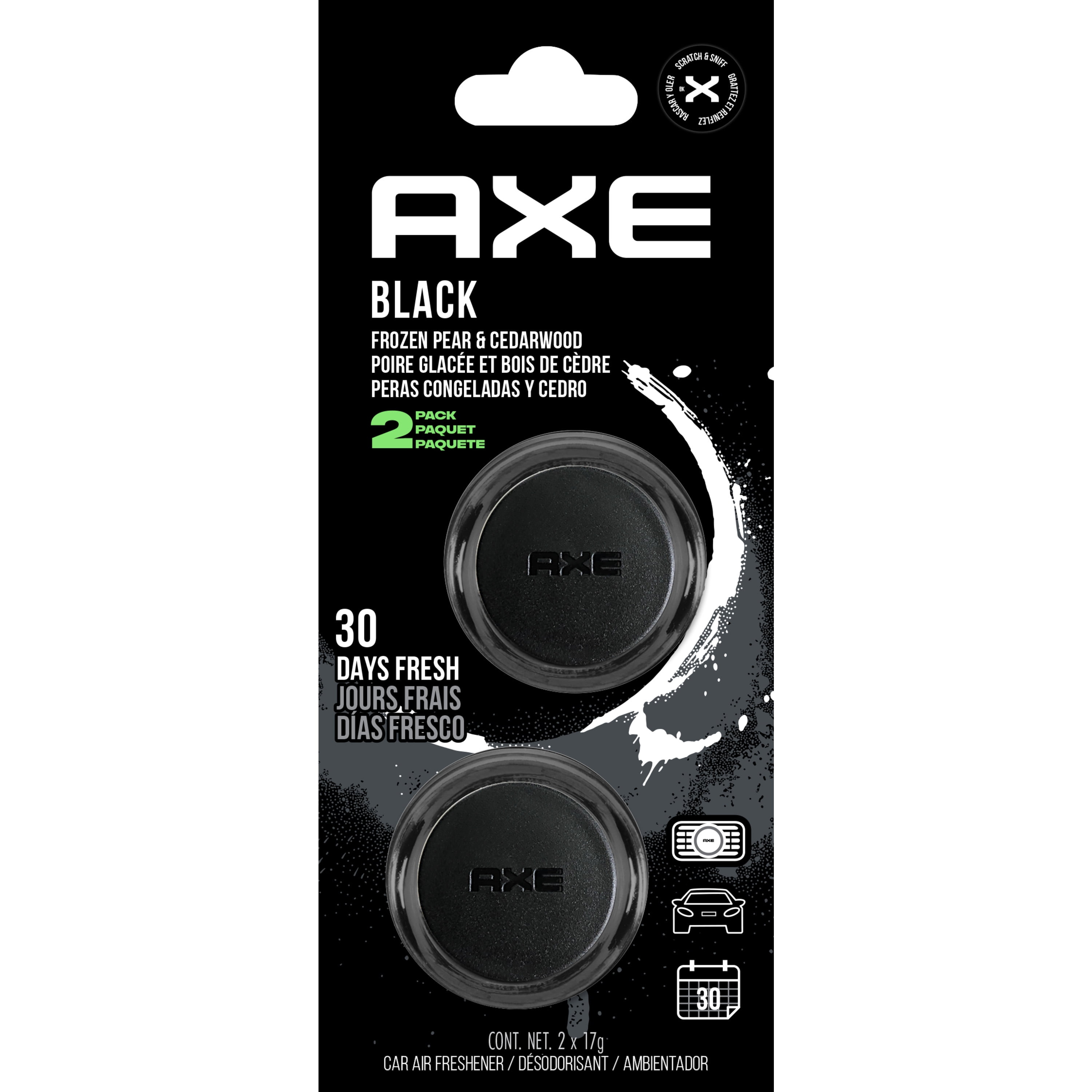 (2 pack) AXE Mini Vent Clip Car Air Freshener (Black Scent, 2 Pack)
