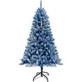 thumbnail image 2 of Tcbosik 6ft Pre-Lit Hinged Christmas Tree with 300 LED Lights, Pre-Lit Fir Xmas Tree with 750 Branch Tips & Metal Stand for Home Office Decoration, Blue, 2 of 9