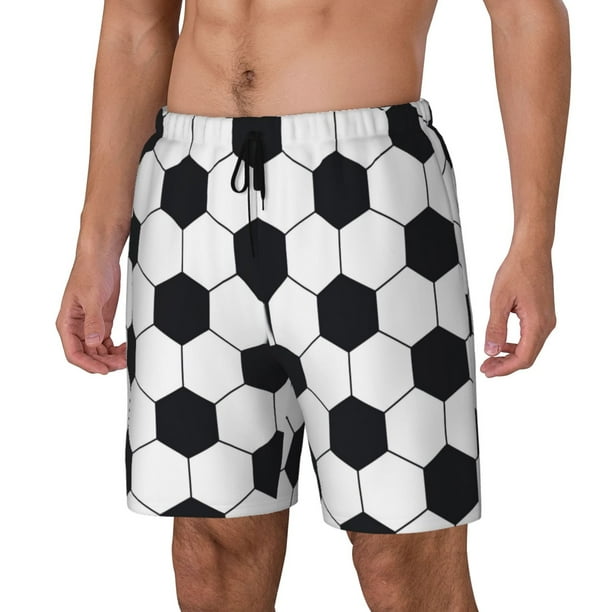 Balery Soccer Ball Bañador para hombre, shorts de playa de secado rápido con entrepierna y forro de compresión-Small