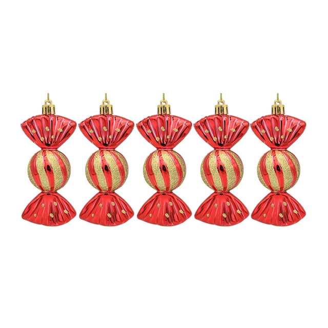 Bewildely Paquete de 5 bolas de dulces de Navidad que cuelgan las decoraciones navideñas DIY Art Tree Wall Pendant Atmósferas Ornament Home Decor Red Type3 NO3 Bewildely HA064929-05B