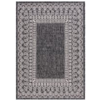 SAFAVIEH Courtyard Emmett Bordered Indoor/Outdoor Area Rug, Black/Beige, 8' x 11'