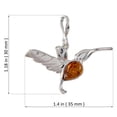 thumbnail image 3 of Sterling Silver Baltic Honey Amber Hummingbird Pendant, 3 of 5