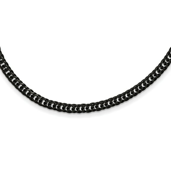 Stainless Steel Polished Black Ip-plated Double Curb Chain Necklace