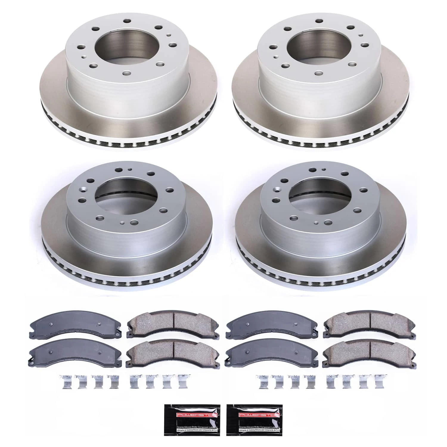 PowerStop Front and Rear Semi-Coated Rotor and Low-Dust Ceramic Brake Pad Kit SC6992