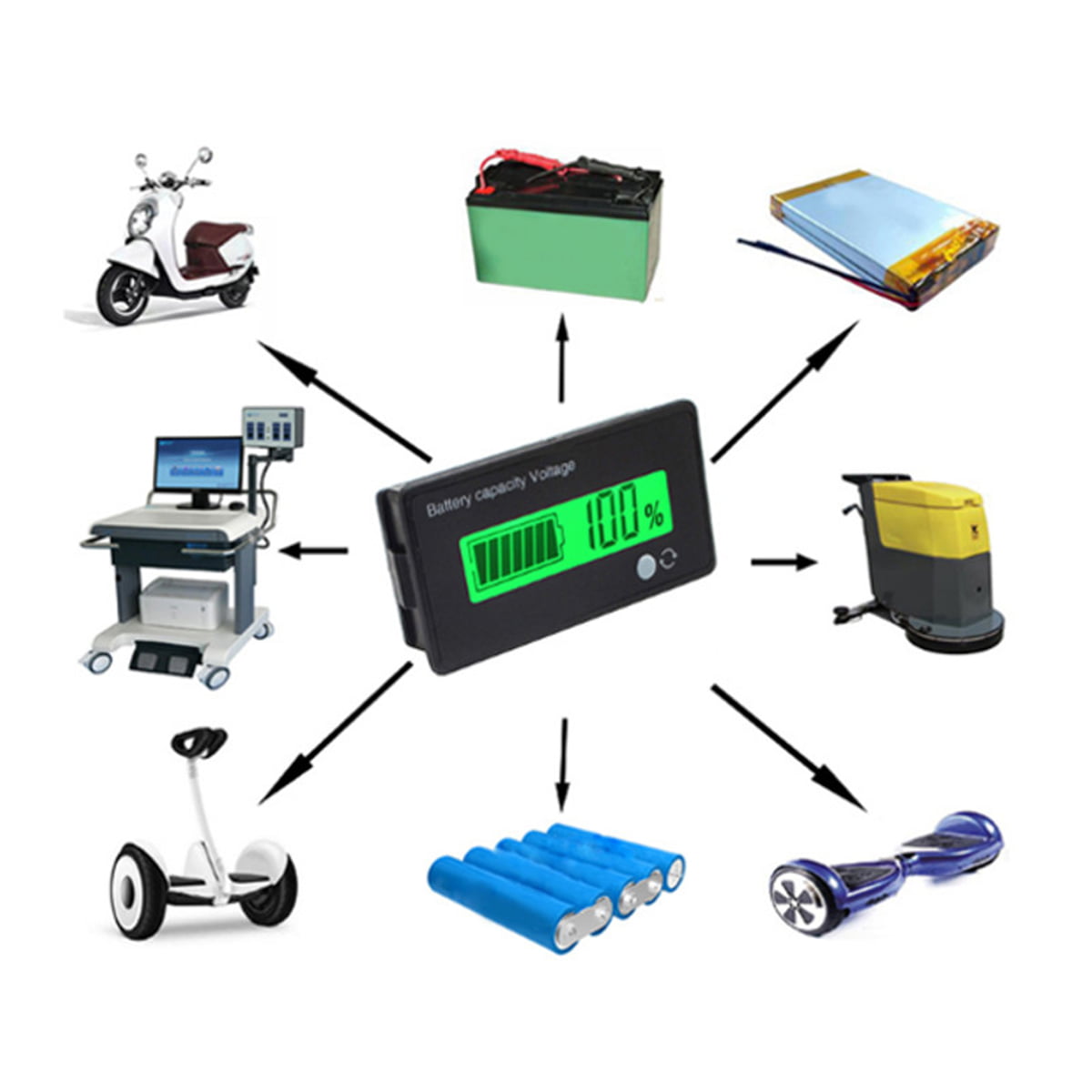 For Mobile E-bike LCD Battery Capacity Voltmeters Tester 5-70V Indicator Duable 