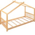 thumbnail image 3 of Natural Twin Size Platform Bed With House Theme. Construction For Bedroom Use In Design. Pine And . Spacious Furniture, 3 of 5