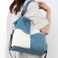 thumbnail image 4 of Bolso de hombro de lona Bolso de compras de gran capacidad Color de contraste para el trabajo (Azul) Sywqhk Para Estrenar, 4 of 7
