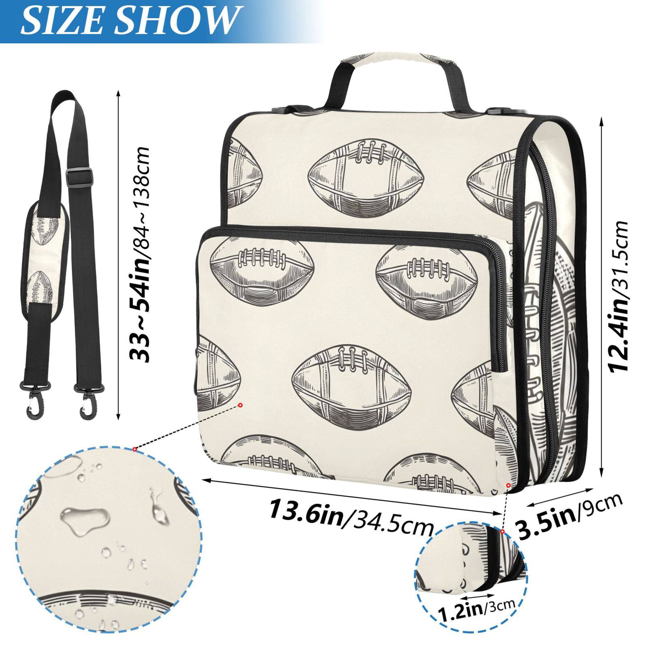 ALAZA Zipper Binder Football Retro Rugby 3 Ring Trapper Keeper File Folder Organizer Bag