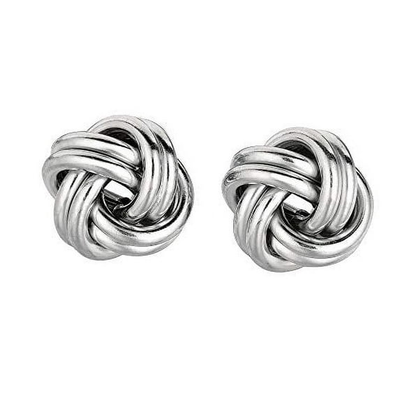 JewelStop Sterling Silver Rhodium Finish Love Knot Earrings - 10 mm