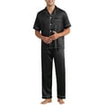 thumbnail image 2 of INSPIRE CHIC Satin Pajamas Set for Men's 2 Pieces Sleepwear Sleepshirt Sleep Pants Casual Loungwear, 2 of 6