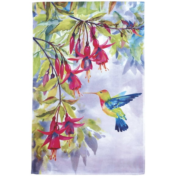 Flower Picking Hummingbird Garden Flag (12 x 18 in)