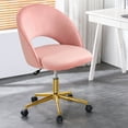 thumbnail image 4 of Furniliving Modern Mid-Back Office Chair Swivel Task Chair Velvet Dining Chairs for Living Room Bedroom, Pink, 4 of 11