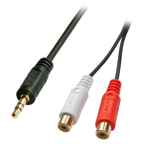 LINDY 35678 0.25 m AV Adapter Cable 3.5 mm Male to 2 x RCA Female - Black