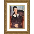 thumbnail image 1 of Modigliani, Amedeo 17x24 Gold Ornate Wood Framed with Double Matting Museum Art Print Titled - Portrait of Elvira, 1 of 4