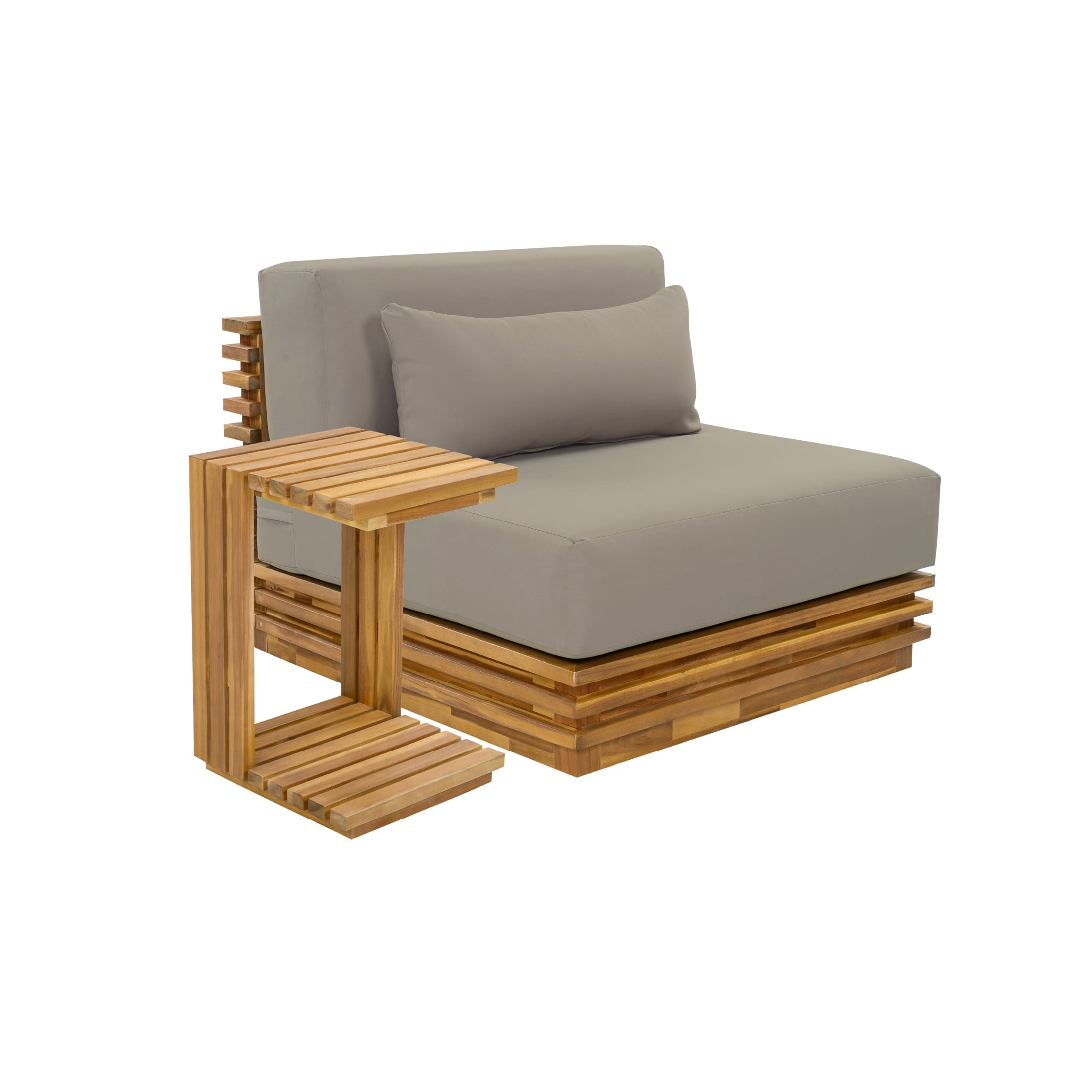 Christopher Knight Home 2-Piece Modern Outdoor Oversized Club Chair and Side Table, Gray-Brown Cushion