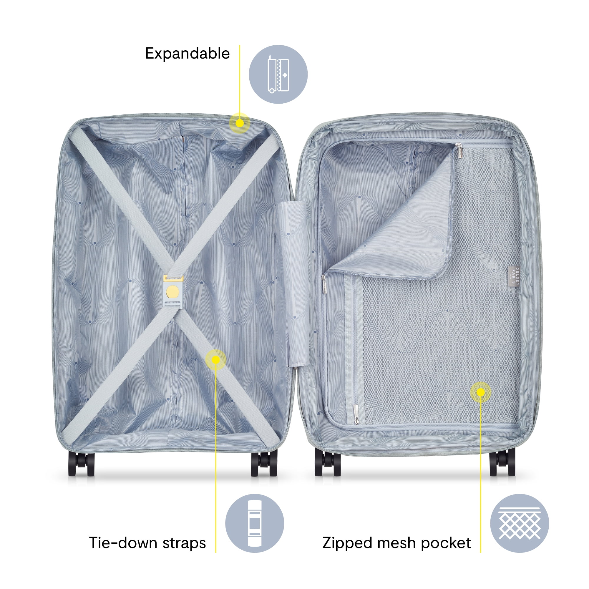 DELSEY PARIS Dune 25" Medium Checked Hardside Expandable Spinner Luggage, Lunar Rock