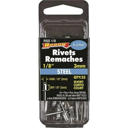 

Arrow RSS1/8 Short Steel Rivets 1/8 1/8 Length 25 Piece