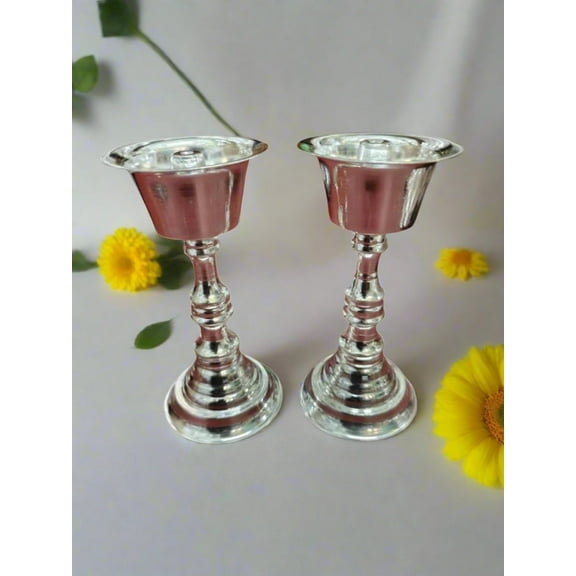 German silver diya pair set for housewarming/ diwali / gift item