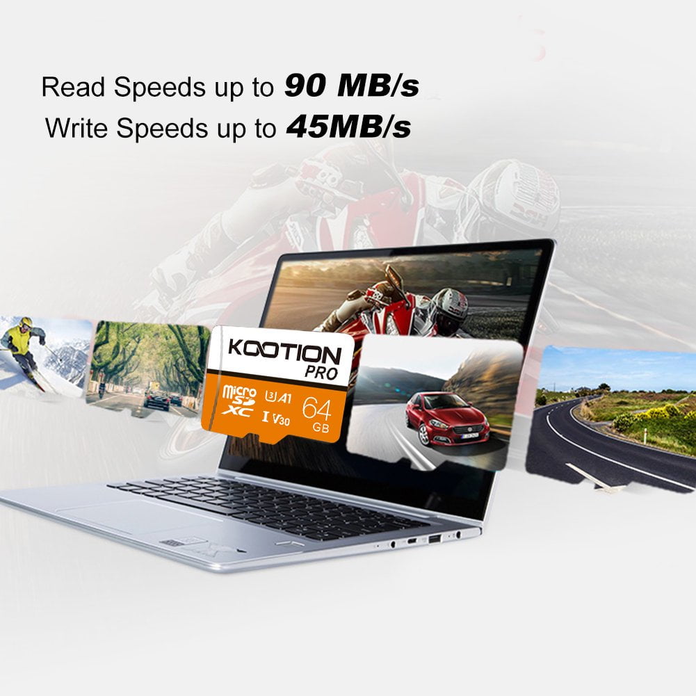 KOOTION 64 GB Micro SD Card 5 Pack MicroSD Card U3 A30 TF Card High Speed Full HD 4K Memory Card for Security Camera Phone Table