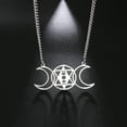 thumbnail image 5 of EUEAVAN Triple Moon Pendant Necklace Stainless Steel Pagan Jewelry Gift Silver, 5 of 7