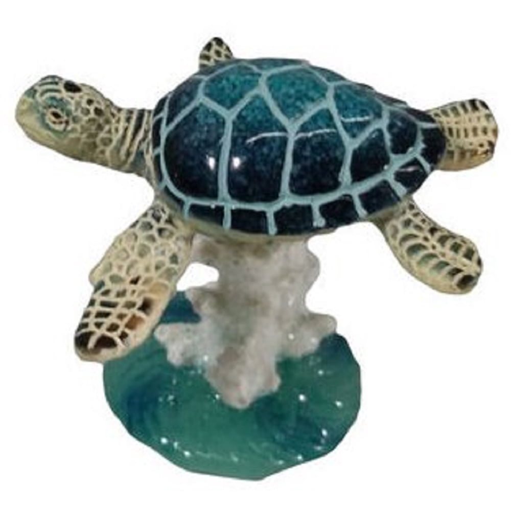 December Diamonds Blue Sea Turtle with Coral Bobble Figurine Decoration ...