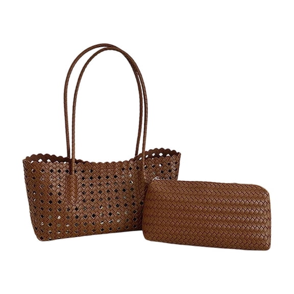 Fmbmuo Woven Tote Bag for Women Hollow Weave with Inner Pouch, Stylish Shoulder Bag Purse Gift, Casual Beach Travel Handbag