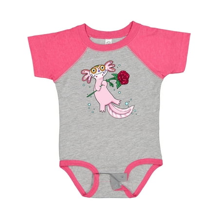 

Inktastic Axolotl with Sugar Skull Makeup for Día De Los Muertos Gift Baby Boy or Baby Girl Bodysuit