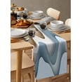 thumbnail image 3 of Hokiten Table Runners 72 Inches Long Dress Scarves, Beige Blue Ombre Farmhouse Kitchen/Dining Table Runner, Coffee Tablerunners, Moire Abstract Artwork 13x72 Inch, 3 of 7