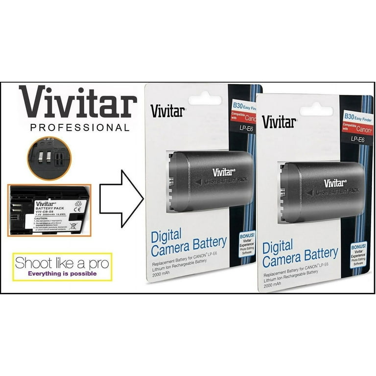 2-Pcs LP-E6 Battery & Rapid Charger For Canon EOS 7D Mark II 5D