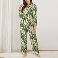 thumbnail image 2 of Gukieu Lilies Flowers Print Women's Long Sleeve Pajama Set, Button Top Elastic Pocket Pajama Pants Two Piece Set Home Wear-XX-Large, 2 of 7