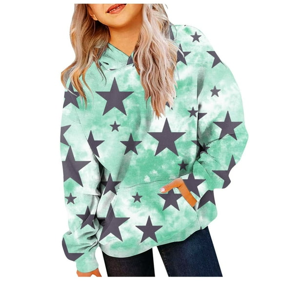 Gibobby Cute Hoodies for Teen Girls Trendy Preppy Hooded Sweatshirts Oversized Long Sleeve Shirts Gradient Clothes for Girls(Green,11-12 Years)