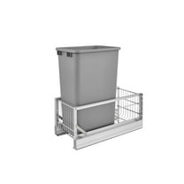 Rev-A-Shelf - 5349-1550DM-117 - Single 50 Qt. Pull-Out Brushed Aluminum and Silver Waste Container