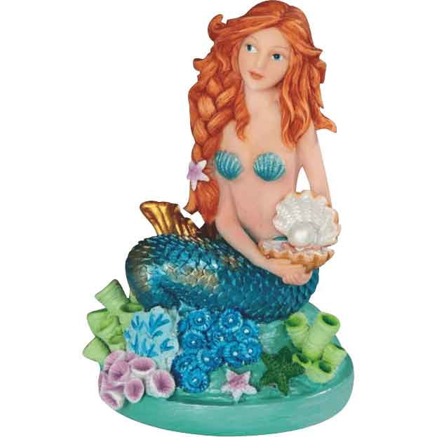 6" Mermaid Sitting in Seashell Fantasy Home Decor Sculpture Figure Mythology 