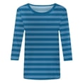 thumbnail image 6 of Trendfront Womens Crew Neck 3/4 Sleeve Tops Casual Classic Stripe Graphic Pattern Printed Tees Minimalist Everyday Apparel Style T-Shirts, 6 of 6
