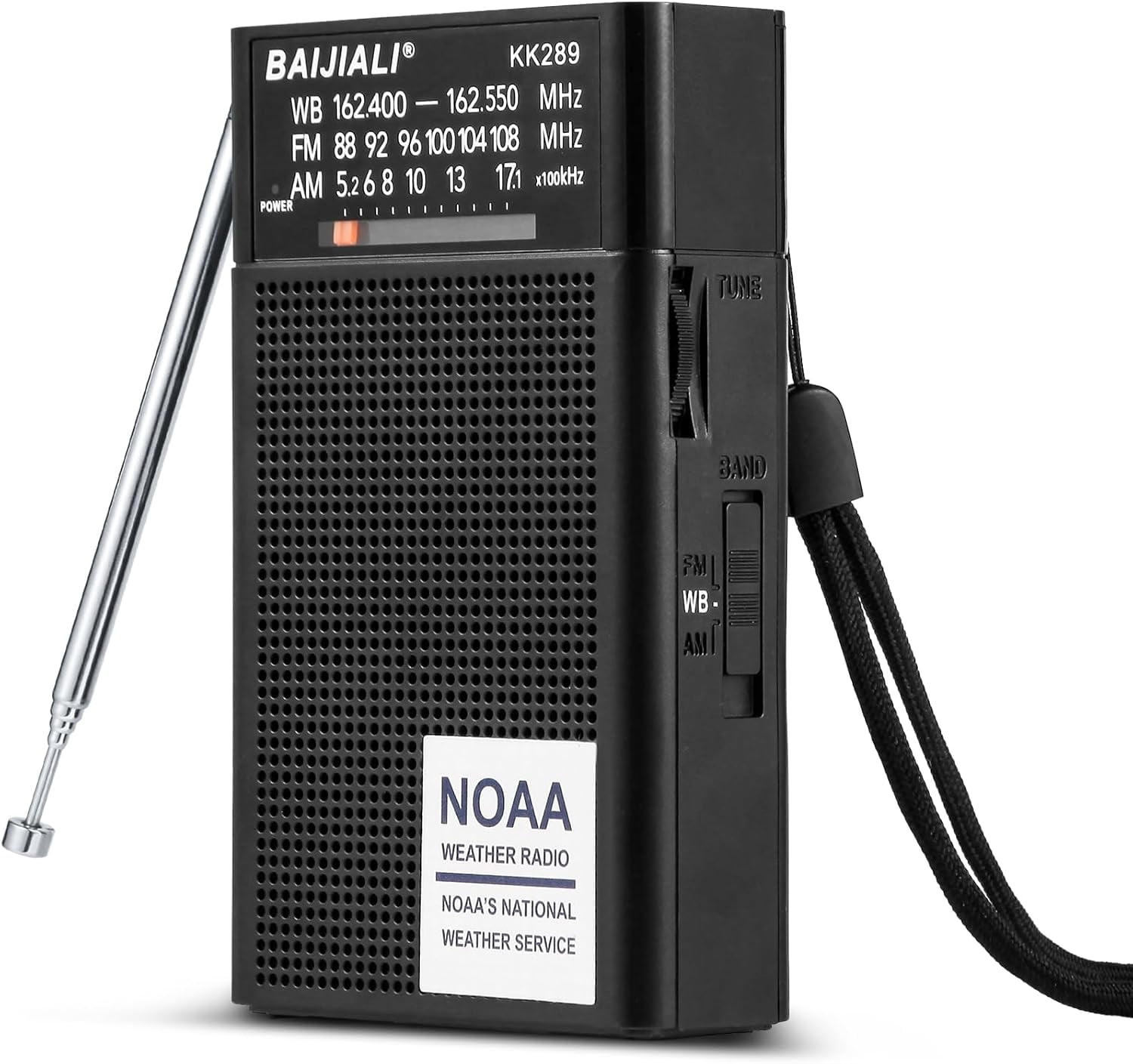 HRTGFD-NOAA Weather Radio with AM/FM, Emergency Portable Radio - Strong Reception, Battery Operated, Headphone Jack for Storms, Hurricanes and Outdoor Activities (Black)