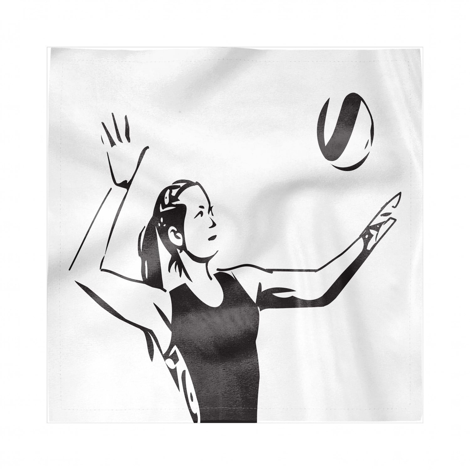 Volleyball Decorative Satin Napkins Set of 4, Close Up Portrait Design
